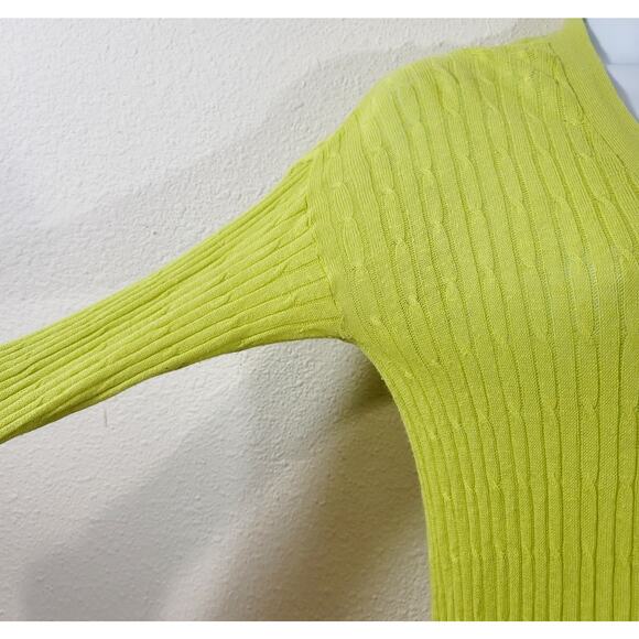 JCP Lime Green V Neck Button Up Cardigan Sweater Small Lightweight Soft - Picture 6 of 6